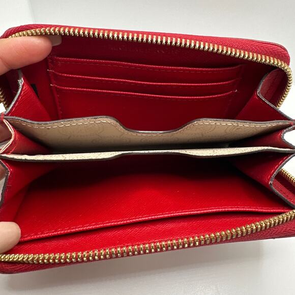 MICHAEL KORS est 1981 Red Ostrich Zip Around Small Wallet - Picture 5 of 8